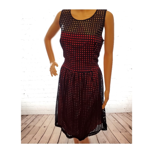 Banana Republic Fit & Flare Navy & Red Dress - Picture 3 of 8